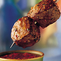 Beef Sirloin Kabobs with Roasted Red Pepper Dipping Sauce