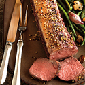 Garlic-Pepper Petite Top Loin with Roasted Green Beans & Mushrooms